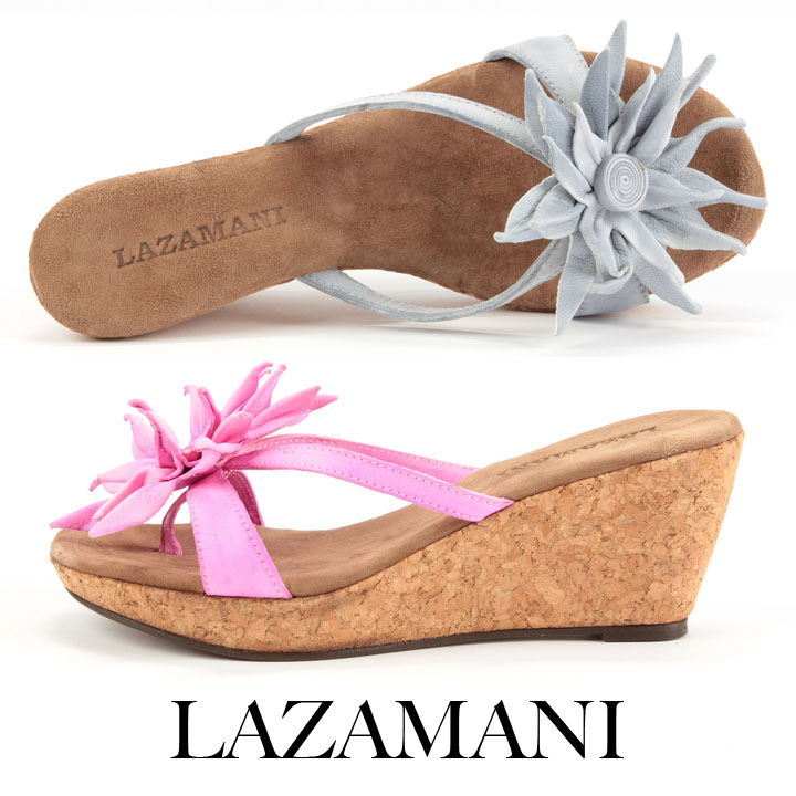 Lazamani Keilpantolette mit modischer Blume