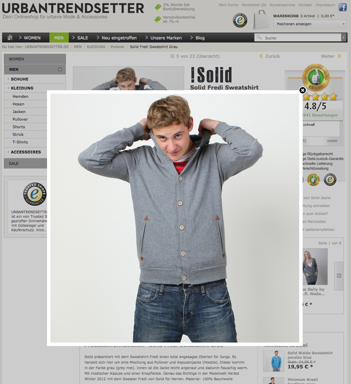 Solid Hoodie Fredi Grey
