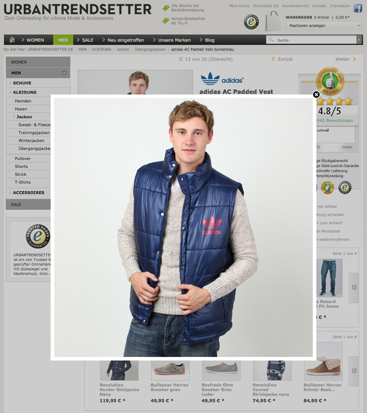 adidas Originals X51845 Padded Vest Navy Blue