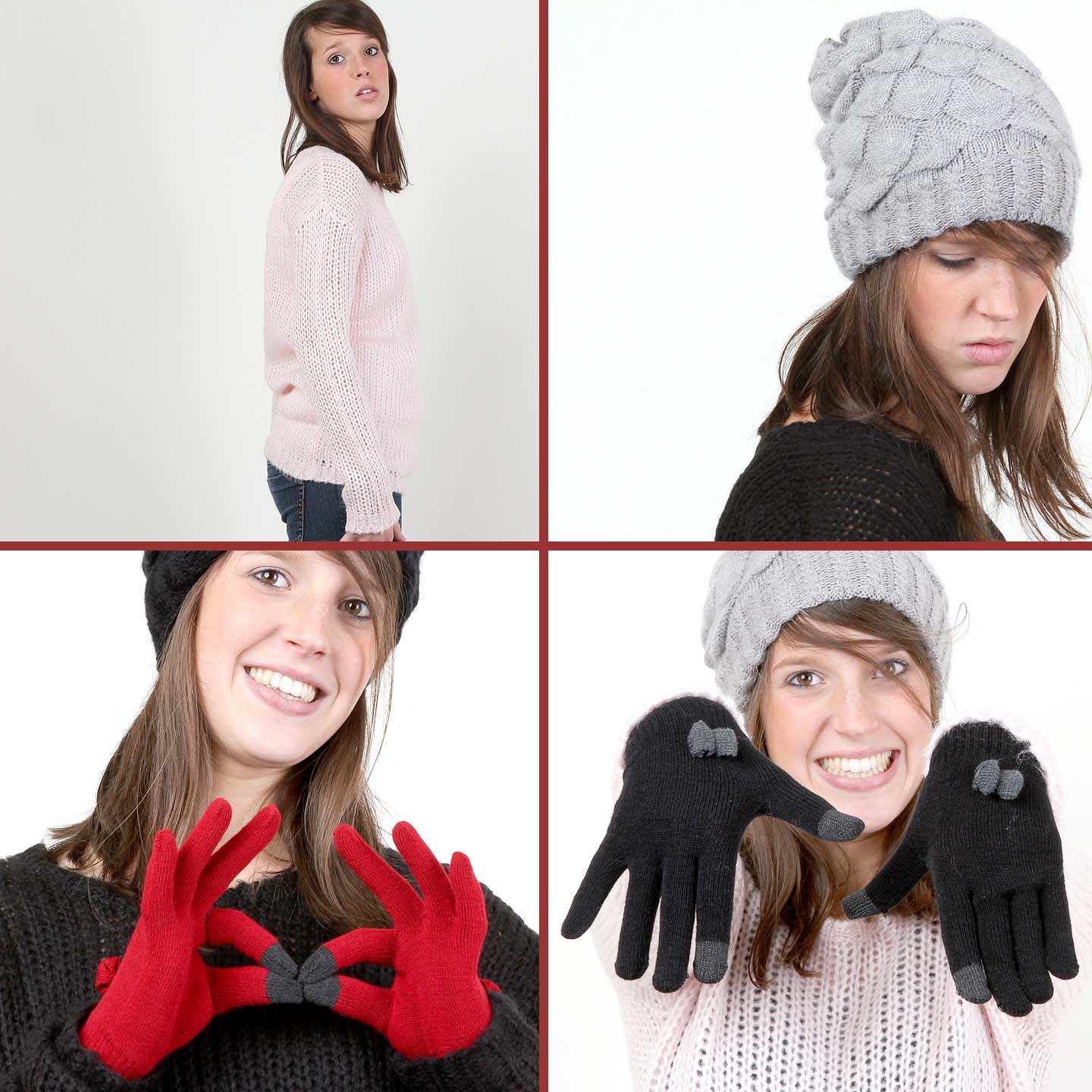Winter Accessoires Handschuhe Wollmütze Pulli