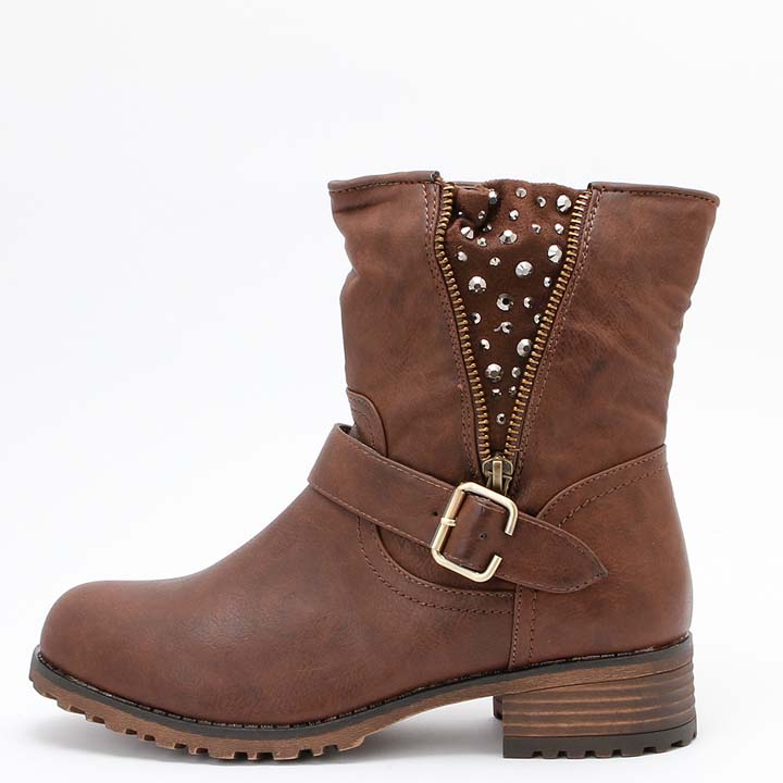 Frauen Ankle Boot Schnallen Braun