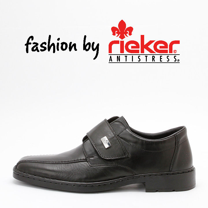 Rieker Herren Slipper Schwarz Klett 18853-00