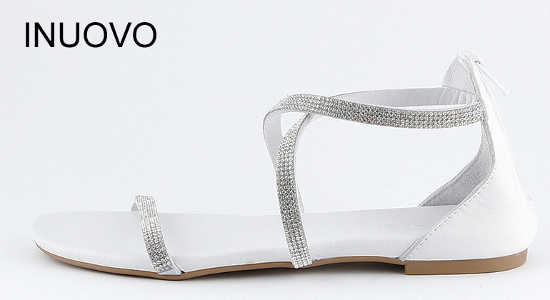 Inuovo Sandale Leder Strass Weiss